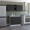 Luther Two Piece Kitchen Set, Wall Cabinet + Utility Sink Cabinet, Black/White
