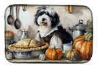 Old English Sheepdog Fall Kitchen Pumpkins Dish Drying Mat Absorbent Dish Drying Mat Pad for Kitchen Counter Dish Drainer Mat for Countertop, 14 x 21"