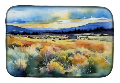 Nevada Sagebrush in Watercolor Dish Drying Mat Absorbent Dish Drying Mat Pad for Kitchen Counter Dish Drainer Mat for Countertop, 14 x 21", Multicolor