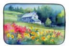 Massachusetts Mayflowers in Watercolor Dish Drying Mat Absorbent Dish Drying Mat Pad for Kitchen Counter Dish Drainer Mat for Countertop, 14 x 21"