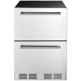 24 Inch Under Counter Drawer Refrigerator, Stainless Steel Dual Drawer Fridge with Temperature Control
