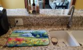 Massachusetts Mayflowers in Watercolor Dish Drying Mat Absorbent Dish Drying Mat Pad for Kitchen Counter Dish Drainer Mat for Countertop, 14 x 21"