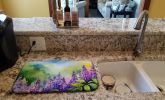 Idaho Syringa in Watercolor Dish Drying Mat Absorbent Dish Drying Mat Pad for Kitchen Counter Dish Drainer Mat for Countertop, 14 x 21", Multicolor