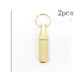 2PCS Stainless Steel Mini Pocket Knife - Leaf-Shaped Portable Capsule Knife With Keychain, Handcrafted Wooden Handle For Outdoor Camping, Fishing (Option: GOLD)